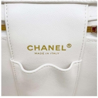 Promotional Chanel Small Vanity Case With Chain In Caviar Leather CH8140 White Light Gold