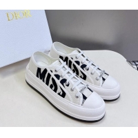 Sophisticated Dior Walk'n'Dior Platform Sneakers in White and Deep Blue Embroidered Cotton 7230064