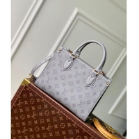 Unique Grade Louis Vuitton OnTheGo PM Tote Bag in Trianon Grey Calfskin M12465 2024