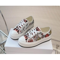 Buy Discount Dior Walk'n'Dior Platform Sneakers 4.5cm in in White and Pink Florilegio Embroidery 7230067