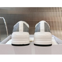 Grade Quality Dior Walk'n'Dior Platform Sneakers 4.5cm in Grey Calfskin Textured with Dior Oblique Motif and Embroidered