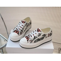 Stylish Dior Walk'n'Dior Platform Sneakers 4.5cm in White Multicolor Butterfly Embroidered Cotton 7230071