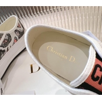 Stylish Dior Walk'n'Dior Platform Sneakers 4.5cm in White Multicolor Butterfly Embroidered Cotton 7230071