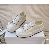 Top Grade Dior Walk'n'Dior Platform Sneakers 4.5cm in White Calfskin Textured with Dior Oblique Motif and Embroidered Co