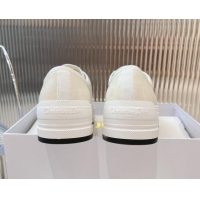 Top Grade Dior Walk'n'Dior Platform Sneakers 4.5cm in White Calfskin Textured with Dior Oblique Motif and Embroidered Co