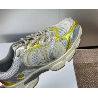 Best Product Dior Chrono Sneakers 4cm in Mesh with Laminated Leather-Effect Panels Gold Yellow/Silver 7230080