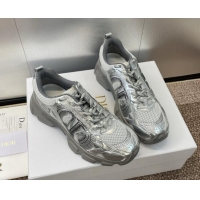 Popular Style Dior Dior Chrono Sneakers 4cm in Mesh with Laminated Leather-Effect Panels Silver Grey 7230081