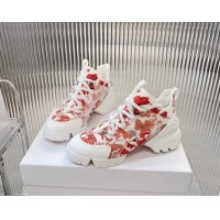 Popular Style Dior D-Connect Sneakers in Red Butterfly Printed Technical Fabric 7230087