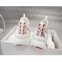 Popular Style Dior D-Connect Sneakers in Red Butterfly Printed Technical Fabric 7230087