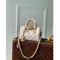 Promotional Louis Vuitton Speedy 18 LV&I Monogram Dune Canvas Bag with Charm M24606 White 2024