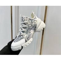 Good Quality Dior D-Connect Sneakers in Blue Toile de Jouy Technical Fabric 7230093