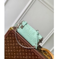 Buy Cheap Louis Vuitton Slim Trunk Hobo bag in Ostrich Embossed Leather M25445 Water Green 2024