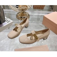 Stylish Dior Baby-D Mary Janes Pumps 4.5cm in Patent Leather Beige 814002