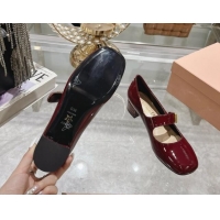 Grade Dior Baby-D Mary Janes Pumps4.5cm in Patent Leather Burgundy 814003