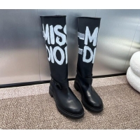 Good Product Dior Miss Dior D-Major High Boots 3cm in Fabric and Leather Black 814006