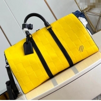 Top Quality Louis Vuitton Keepall Bandouliere 50 in Damier Scuba Calfskin M25019 Yellow 2024