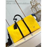 Top Quality Louis Vuitton Keepall Bandouliere 50 in Damier Scuba Calfskin M25019 Yellow 2024