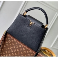 Famous Brand Louis Vuitton Capucines MM Bag in Taurillon Leather M24727 Black 2024