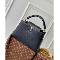 Famous Brand Louis Vuitton Capucines MM Bag in Taurillon Leather M24727 Black 2024