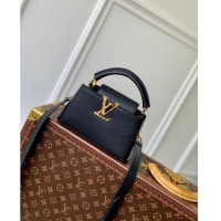 Top Quality Louis Vuitton East West Capucines Mini Bag in Taurillon Leather M24666 Black 2024