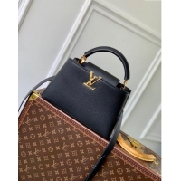 New Design Louis Vuitton East West Capucines BB Bag in Taurillon Leather M24666 Black 2024