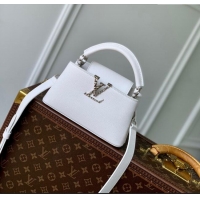 Super Quality Louis Vuitton East West Capucines Mini Bag in Taurillon Leather M24666 White 2024