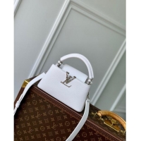 Super Quality Louis Vuitton East West Capucines Mini Bag in Taurillon Leather M24666 White 2024