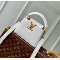 Reasonable Price Louis Vuitton Capucines Mini Bag in Taurillon Leather M24673 White 2024