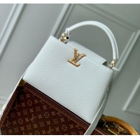 Top Design Louis Vuitton Capucines MM Bag in Taurillon Leather M24673 White 2024