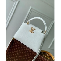 Top Design Louis Vuitton Capucines MM Bag in Taurillon Leather M24673 White 2024