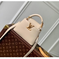 Free Shipping Louis Vuitton Capucines Mini Bag in Taurillon Leather M23944 Beige 2024