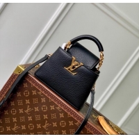 Famous Brand Louis Vuitton Capucines Mini Bag in Taurillon Leather M23943 Black 2024