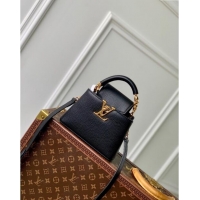 Famous Brand Louis Vuitton Capucines Mini Bag in Taurillon Leather M23943 Black 2024