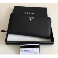 Good Taste Prada Large Saffiano Leather Wallet 1ML506 Black Silver