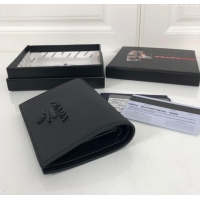 Reasonable Price Prada Small Saffiano Leather Wallet 1MV204 Black