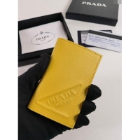 Well Crafted Prada Saffiano Leather Card Holder Wallet 2MC101 Yellow