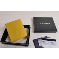 Low Cost Prada Saffiano Leather Wallet 2MO004 Yellow