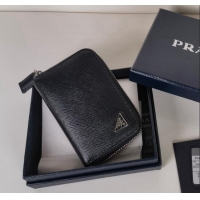 Good Looking Prada Saffiano Leather Card Holder Wallet 2MM358 Black