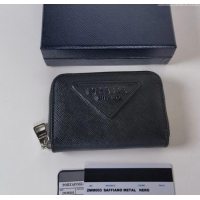 Trendy Design Prada Saffiano Leather Coin Purse Wallet 2MM003 Black