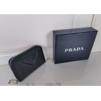 Trendy Design Prada Saffiano Leather Coin Purse Wallet 2MM003 Black