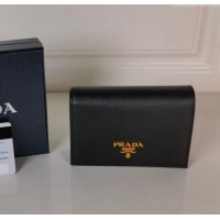 Good Product Prada Small Saffiano Leather Wallet 1MV021 Black