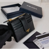 Grade Quality Prada Small Saffiano and smooth leather wallet 1ML047 Black