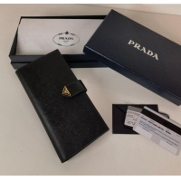 Best Price Prada Saffiano Leather Long Wallet 1MV025 Black 2023