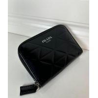 Well Crafted Prada Brushed leather Card Holder Wallet 2MM003 Black 2024