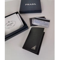 Top Quality Prada Saffiano Leather Card Holder Wallet 2MC101 Black 2024