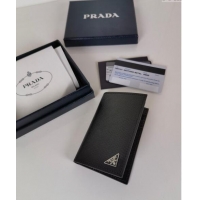 Top Quality Prada Saffiano Leather Card Holder Wallet 2MC101 Black 2024