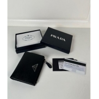 Good Product Prada Small Saffiano leather wallet 1ML050 Black/Silver 2024