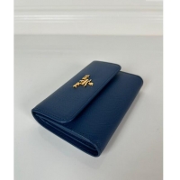 Buy Cheap Prada Small Saffiano Leather Wallet 1MH025 Blue 2024