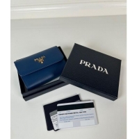 Buy Cheap Prada Small Saffiano Leather Wallet 1MH025 Blue 2024