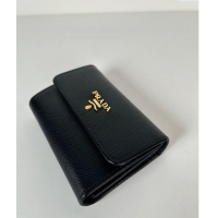 Grade Design Prada Small Saffiano leather wallet 1MH025 Black/Logo 2024